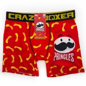 Pringles Crazy Boxer Briefs Mens Size Medium Underwear Red Yellow Fun Gift New